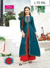 Green Cotton Embroidery Work Fashion Angel Designer Festive Wear Heavy Kurtis 2004
